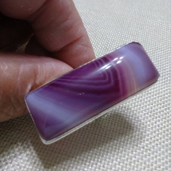 Beautiful PURPLE BOTSWANA AGATE Handmade Sterling 925 Size 9.25 #298C - Picture 3 of 3